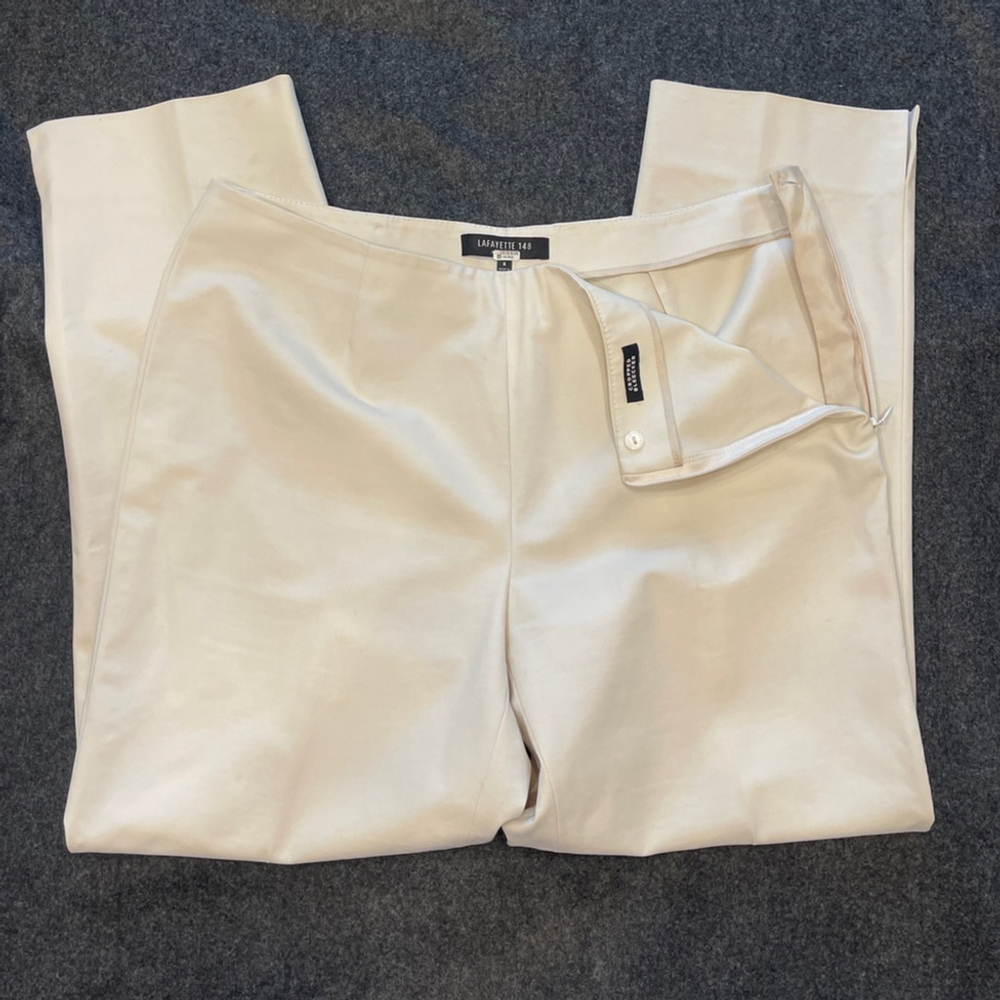 Lafayette 148 New York Bleecker Slim-Leg Pants | Cream | Reg. $598 | $150 - Picture 7 of 11